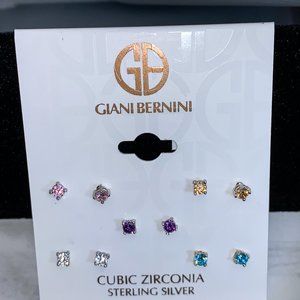 Cubic Zirconia sterling silver multi color studs e